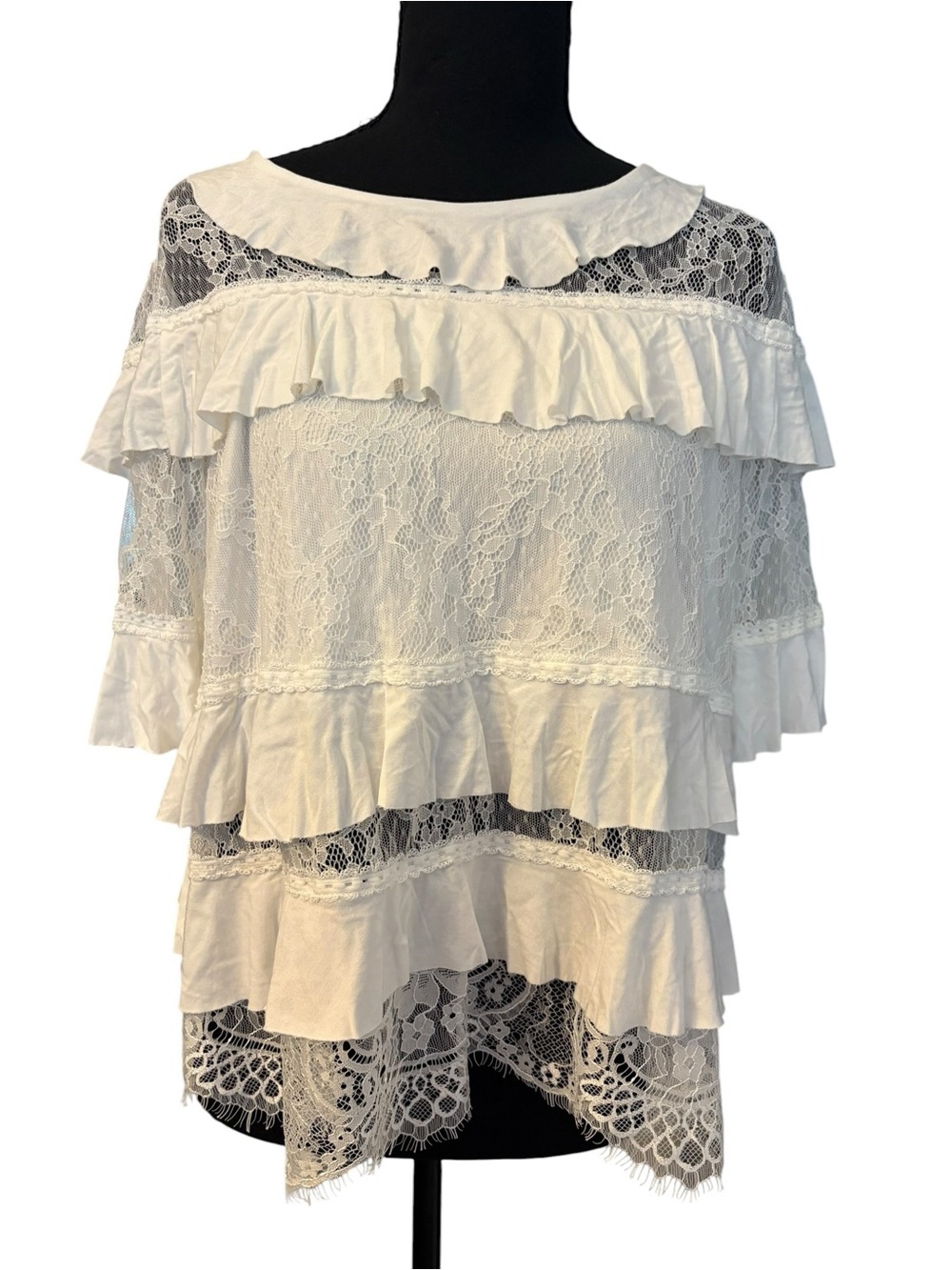 POL White Lace Ruffle Blouse